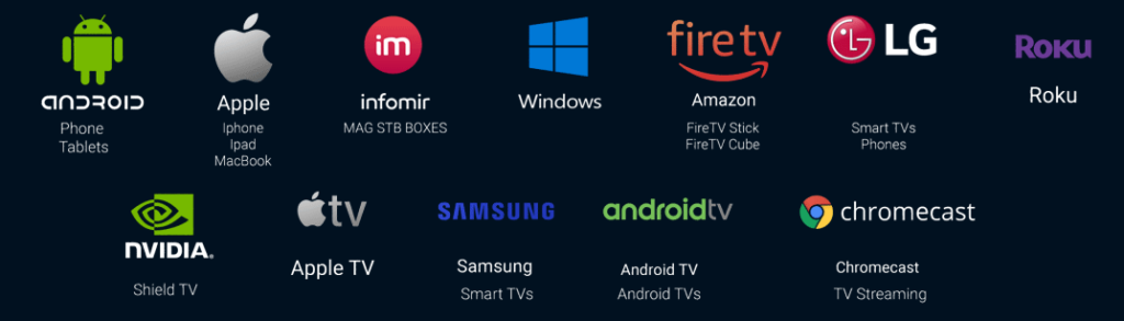 FlexeTV streaming on multiple devices including Smart TV, laptop, tablet and phone